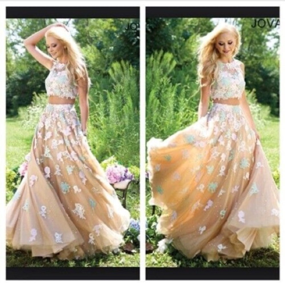 Jovani Two Piece with Floral Embellishments for Prom/Pageant